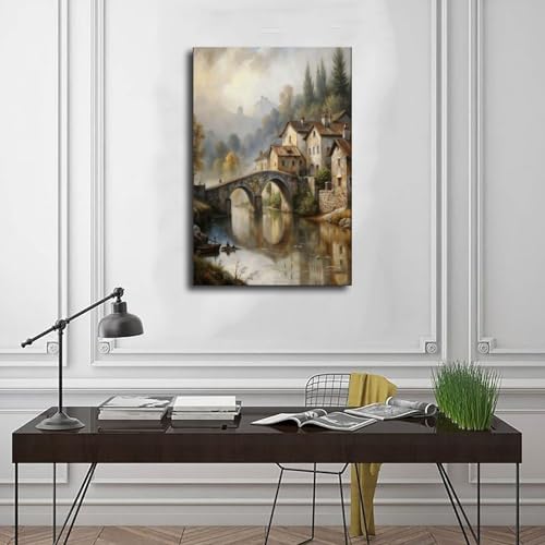 ANFOTCM Impression sur toile vintage de paysage de campagne du Nord-Ouest - Décoration murale moderne pour chambre à coucher - 60 x 90 cm – vue 3
