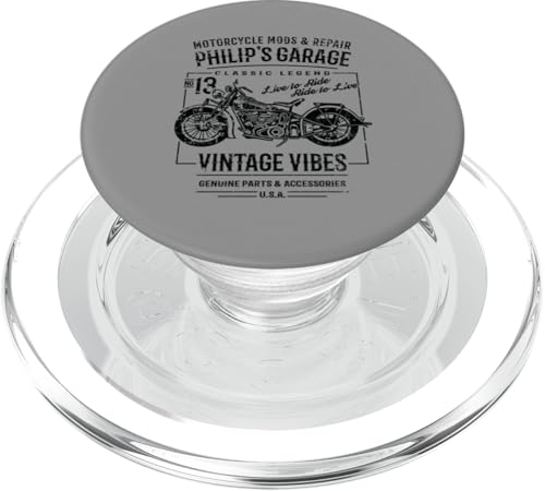 Philip's Garage Motorrad Design für den Namen Philip PopSockets PopGrip für MagSafe