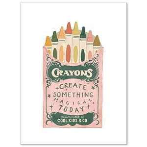 Pink Cute Colorful Crayon Posters Kids Inspirational Quotes Canvas Wall Art Fun Playful Watercolor Prints for Nursery Playroom Wall Decor 12×16 inch Unframed