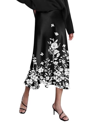 Image of Zeagoo Skirts for Women High Waist Skirt Elegant Midi Skirt Satin