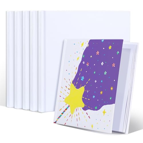 Hardcover Blank Book 100GSM White Blank Books for Kids to Write Stories 40 Pages 5x5 Inch Blank Page Journal Make Your Own Book Ideal for Teens Reading Writing Drawing Guestbook (6 White-5*5inch)