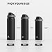 POWCAN 24 oz Insulated Water Bottle for Sports: Push-Button Spout & Quick-Flip Straw, Leakproof, Keep Cold 24Hrs, Fits Car Cupholder, Stainless Steel Bottle for Travel, Gym, School (Midnight Black)