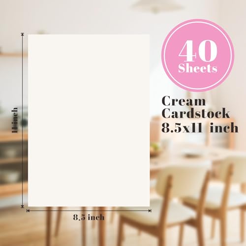 40 Sheets Cream Cardstock 8.5" x 11", 85lb/230gsm Ivory Card Stock, Off White Printer Paper for DIY Cards, Invitations, Gift Tags, Office Printing, Certificates, Menus - Image 4