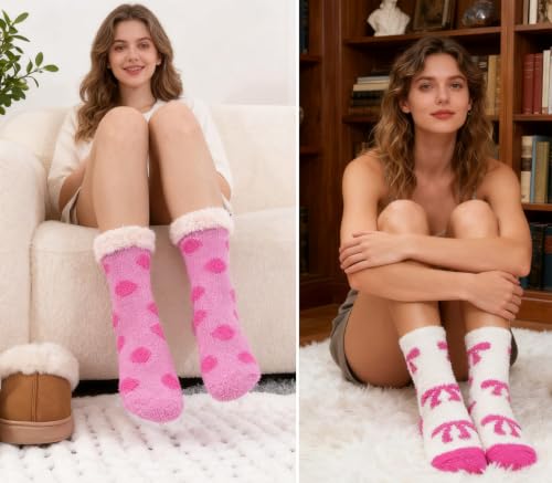 Image of Fuzzy Socks for Women Fluffy Cozy Slipper Socks Fall Halloween Socks Gifts