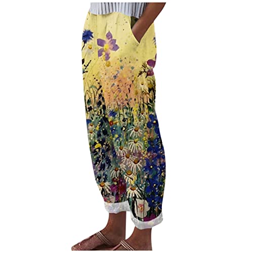 Gianthong Women's Trouser Mid Rise Stretch Wide Leg Jean Womens Wide Leg Capri Pants Stretch Dress Pants Cross High Waist Flare Pants With Pockets For Yoga Casual Work #TOP20