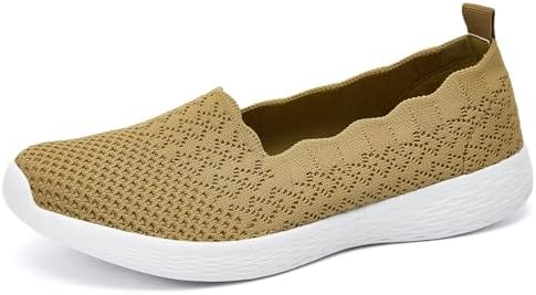 Puxowe Women’s Slip on Flat Loafers Lightweight Low-Top Knit Shoes