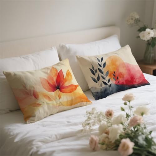 Coussin extérieur imperméable haut de gamme 50x70 aspect lin rose - 5