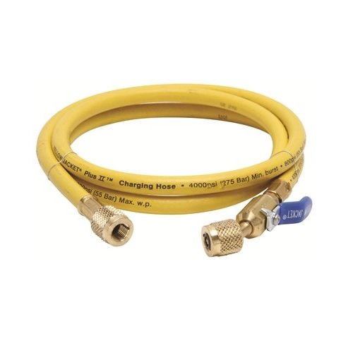 Charging Hose 60" with Compact Ball Valve, Yellow, 0.5" x 60" x 0.5"