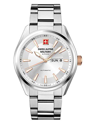 swiss alpine military by Grovana Herrenuhr mit Edelstahlband ETA 2836-2 Automatik Saphirglas 10 ATM DayDate 7090.2128SAM