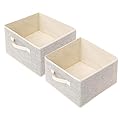 EITMOW Storage Baskets, 11-Inch Woven Fabric Bins, Storage Cubes with Reinforced Handles, Organizer Bins for Closet Shelves, Foldable, for Toys, Clothes, Natural Beige (2PCS/Beige-11*11*7.8inch)