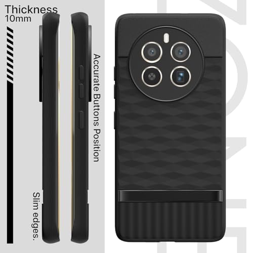 Image of Pikkme Back Cover for Realme 12 Pro 5G / Realme 12 Pro Plus 5G Camera Protection 3D Hexa Cube Design Silicone Protective Bumper Case (Black)