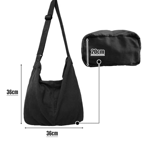 Image of Unisex Corduroy Hobo Shoulder Shopper Bag - Large, Everyday /Office /Travelling