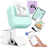 LabelCenter Mini Sticker Printer for Smartphone – Bluetooth M02L Thermal Printer 203DPI, Includes 3 Paper Rolls for Study, Notes, Photos, Gifts, Anatomy Diagrams, Green