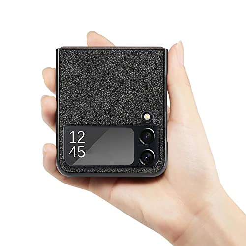 Étui en cuir mince noir pour Samsung Galaxy Z Flip4 : l'élégance minimaliste BSAPP
