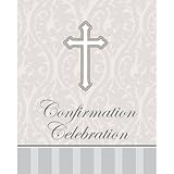 Creative Converting Devotion Cross Confirmation Celebration Invitations, Silver, 8 Count