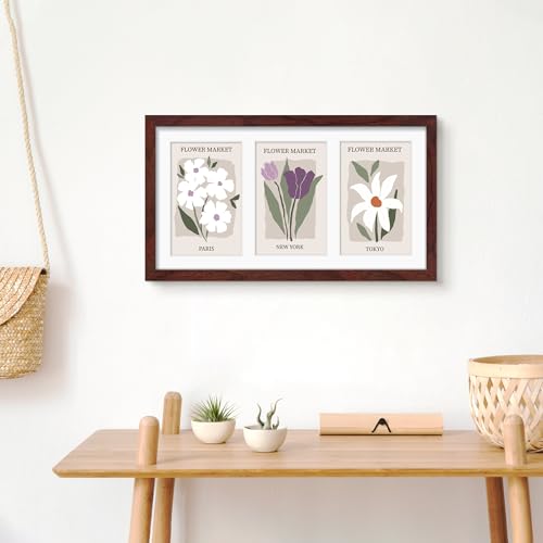 Image of DUENPY 8x14 Collage Picture Frame 4x6 Collage Picture Frame Displays Three 4x6 inch Photos or 8x14 (Without Mat) for Available Horizontal Wall Mounting Display and Vertical Redwood