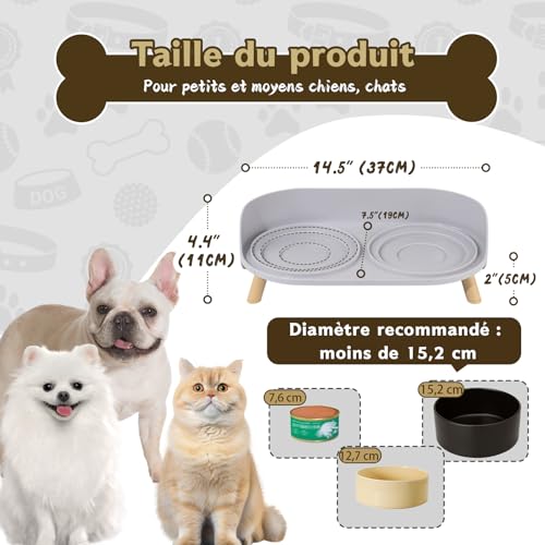 Support gamelle surélevé chat ergonomique protégeant les cervicales