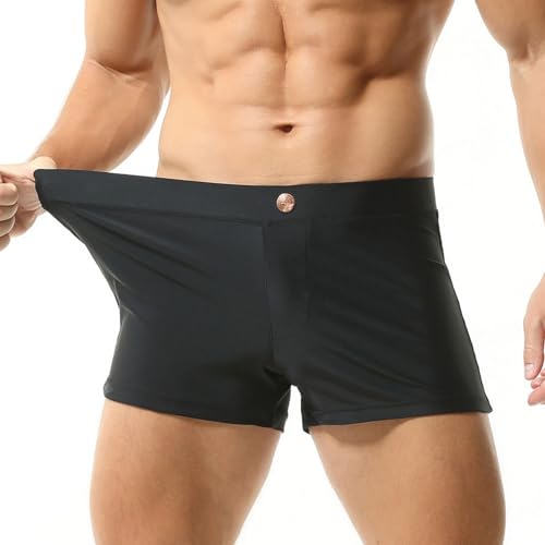 Mens Swim Trunks Low Waist Long Square Leg Swimwear for Men Perfect for Swimming and Hot Springs3