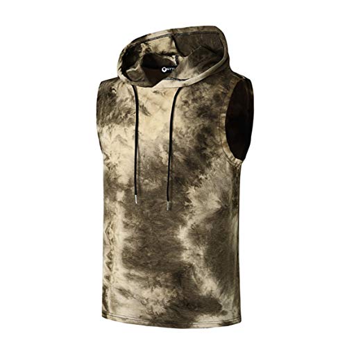 STTLZMC Sports Sweat à Capuche Débardeur pour Homme Gym Fitness Gradient Haut Survêtement Gilet,Marron,XXL Cover