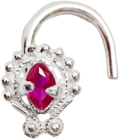 Unique Nose Piercing 925 Silver Nose Jewelry Flower Nose Stud Silver Ruby Nose Jewelry Crock Screw Nose Hoop Indian Nose Stud Tinny Nose Ring Indian Nose Ring