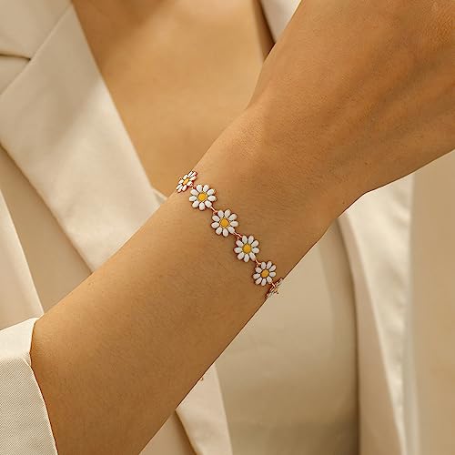 Cute Daisy Flower Bracelet for Women Sunflower Floral Adjustable Chain Bracelets Fashion Jewelry Gifts Christmas2