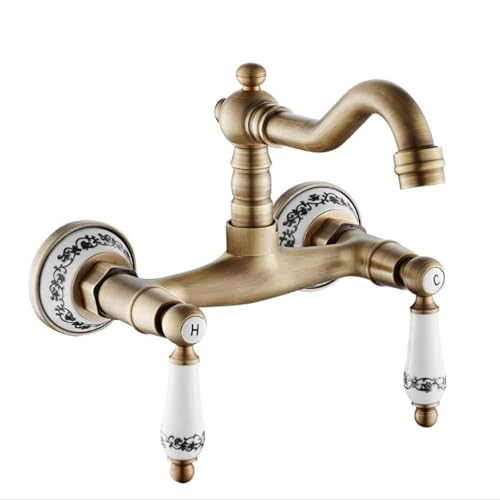 Mixer mural en laiton antique LWX pour optimiser l'espace évier