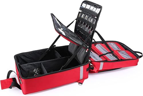 Kit de primeros auxilios portátil con carrito desmontable para rescate de emergencia, ideal para senderismo al aire libre, camping y viajes, Red