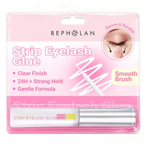 BEPHOLAN Sensitive Eyelash  Glue,Strong Hold Strip Lashes for Eyelash Extensions, Waterproof Eyelash Adhesive for Sweat Resistant & Long Lasting Hold