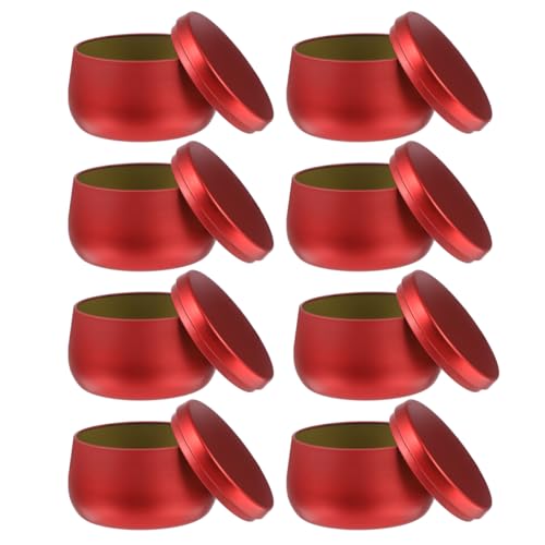 Hemobllo 8 Pcs Pots à Bougies Vides en Métal Rouge, Boîtes de Rangement Rondes avec Couvercle pour Fabrication de Bougies DIY, Conteneurs Hermétiques pour...