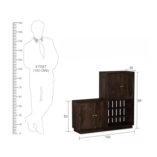 Image of The Attic Brussels Shoe Cabinet, Shoe Storage Cabinet for Home /Shoe Rack with Seat & Door /Shoe Organizer /Shoe Rack for Home, Walnut Matte Finish