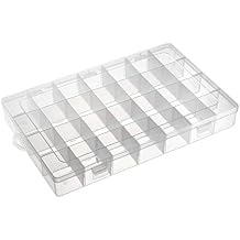 uxcell Component Storage Box - PP Fixed 28 Grids Electronic Component Containers Tool Boxes Clear White 350x215x46mm