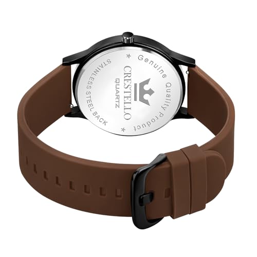 Image of CRESTELLO Silicone Strap Analog Wrist Watch for Men (Black /Blue /Green /Brown /Grey) | 1 Year Warranty* | CR-BK254