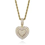 Forma patrón: cruz BAJIE Collar Colgante para Hombre Colgante en Forma de corazón Iced out Bling Cubic Zircon AAA + Cz Collares y Colgantes para Hombres Joyas con Espalda sólida