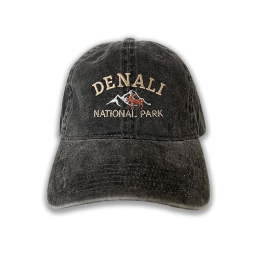 USmania Denali National Park Embroidered Cap hat Baseball hat National Park hat Nature hat Park hat (US, Alpha, One Size, Black)