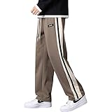 [Inkpoo] ズボン メンズ 秋服 ストライプ ステッチ ボトムス おしゃれ ずぼん ワイドパンツ ポケット 通気性 人気 冬春服 大きいサイズ わーくぱんつ オールシーズン対応 Coffee M