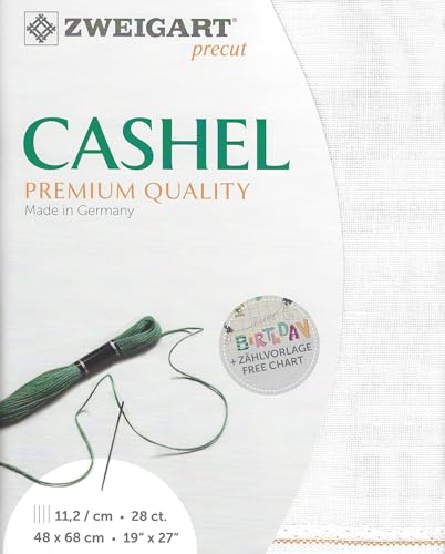 Image of Wizardi Cashel 28 Count White. Needlework Canvas, Cross-Stitch Fabric, Embroidery Cloth, Needlepoint Canvas. 3281 /100 Precut Zweigart