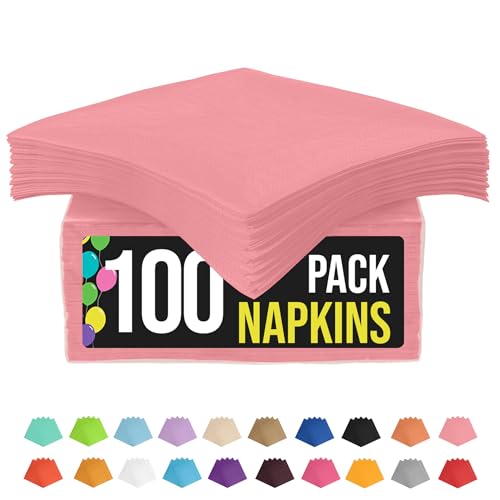 Servilletas desechables rosas de celulosa suave de 2 capas en pack de 100 unidades