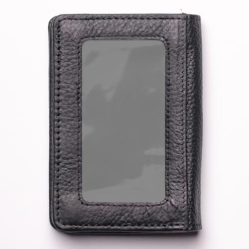 Business Card Holder Wallet for Men Window ID Bifold Wallet Leather Card Holder Mini Wallet Card Holder Black Design In USA4