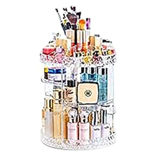360 Degree Rotating Adjustable Cosmetics Makeup Organizer(2 sponges free), Carousel Storage for Cosmetics, Toiletries,Jewelry,Makeup,Brushes,Lipsticks&Creams. Durable Design, 8 Layers Large Capacity.