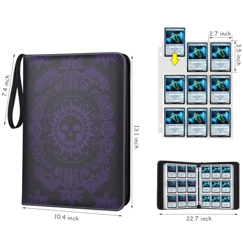 Image of 9-Pocket Card Binder for MTG,720 Double Sided Pocket PU Trading Collection Binder,Premium Collector Card Album for MTG,TCG,Yugioh,Game Cards(Purple)