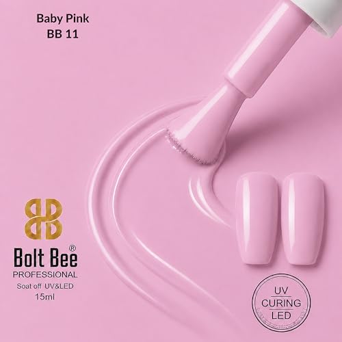 Image of Bolt Bee Baby Pink Color Gel Nail Polish Soak Off UV Gel DIY at Home 15ML Manicure Salon Nail Art