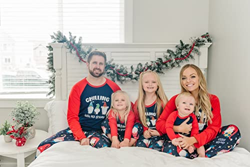 Image of IFFEI Matching Family Pajamas Sets Christmas PJ's with Letter and Plaid Printed Long Sleeve Tee and Bottom Loungewear