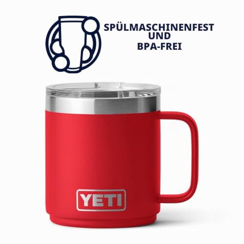 YETI Rambler stapelbarer Becher, vakuumisoliert, Edelstahl mit MagSlider-Deckel, 284 ml, Rettungsrot – Ansicht 4