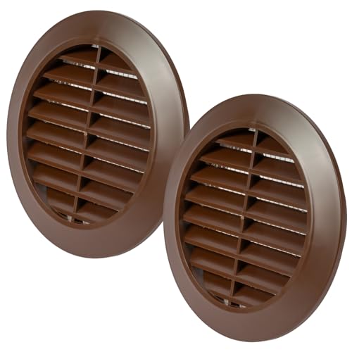 Vent Systems 2 pezzi 80 mm marrone copertura di ventilazione – prese d'aria rotonde – copertura griglia – protezione insetti integrata – prese d'aria HVAC per bagno, ufficio, cucina