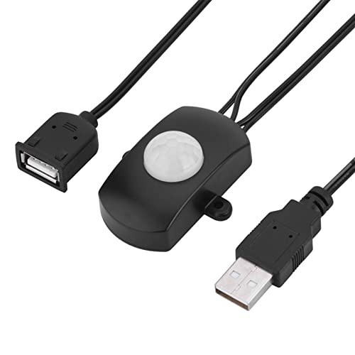 Ouitble PIR Bewegungsmelder Schalter 2A DC 5‑24V Schalterbelegung Sensor Schalter für DIY LED Streifen USB-Schnittstelle Bewegungssensor-Schalter (Schwarz)