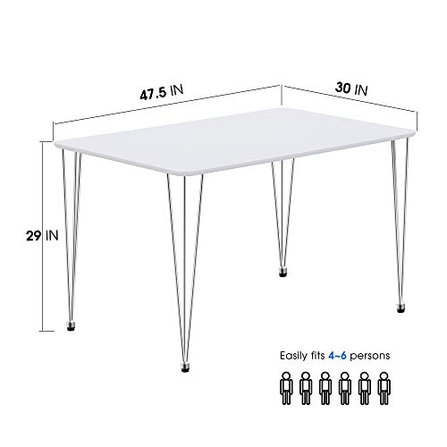 image for Ivinta Modern Wood White Dining Table for 4/6 Hairpin Computer Desk Ki