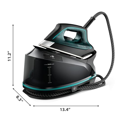Rowenta Iron for Clothes, High Pressure Steamer Iron with Boiler System, 400 Steam Holes, Vertical Steaming, 37oz Tank, Stainless Steel Soleplate, Auto-Off 1800 watts, Black Green, DG7626 by Rowenta - Image 7