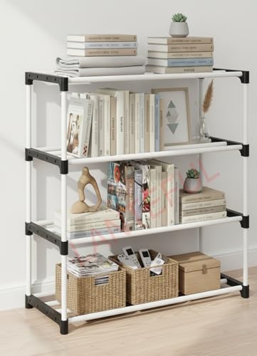 Image of LANTEFUL Book Self 4 Layer Portable Book Shelf, Kids Books Racks for Home Plastic, Bookshelf for Home, Book Shelves, Book Stand, Book Organizer, Book Rack for Study Room /Library /Bedroom