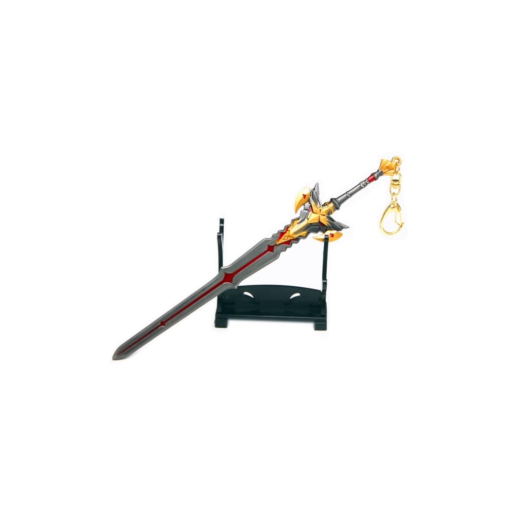 Hanaiette Style 6 1Pc Genshin Impact Weapon Keychain One-Handed Sword Desktop Ornaments Game With Display Stand (Style 6)