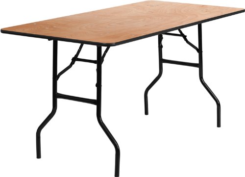 Flash Furniture 30'' x 60'' Rectangular Wood Folding Banquet Table with Clear Coated